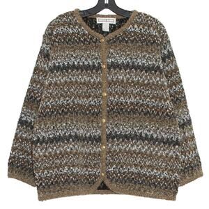 Vintage Dressbarn Cardigan Mohair Cottage Fair Isle Chunky Dark Academia 18/20